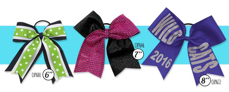 size comparison of three different cheer bows