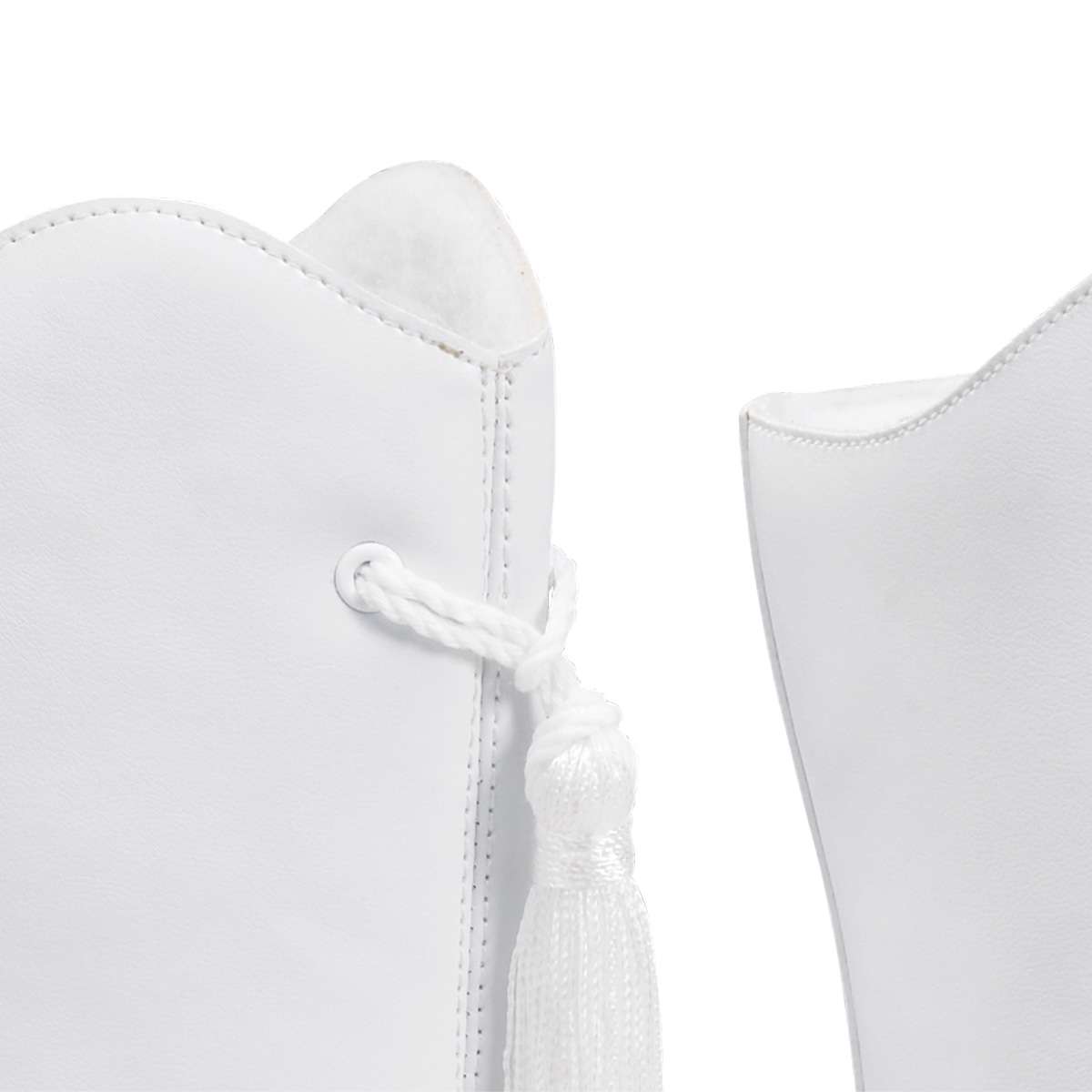 White Dinkles Stacie Majorette Boot, Eye and tassel detail