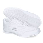 White Zephz Zenith Cheerleading Shoes, side view and sole