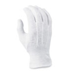 white wrist length cotton parade glove, back view