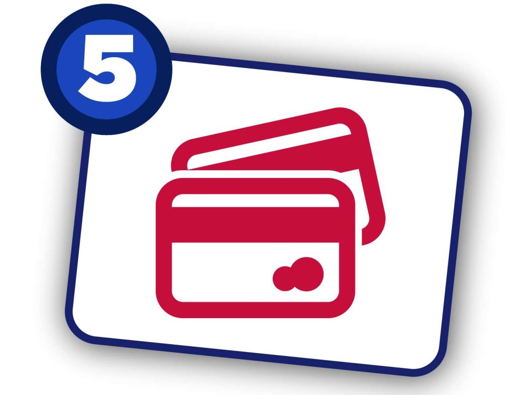 credit cards illustration showing step five