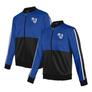 Men's and Women's Royal/black/white Champion Break Out Warm Up Jacket, front three-quarters view