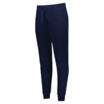 women's navy holloway 60/40 fleece jogger pant, front left three-quarters view