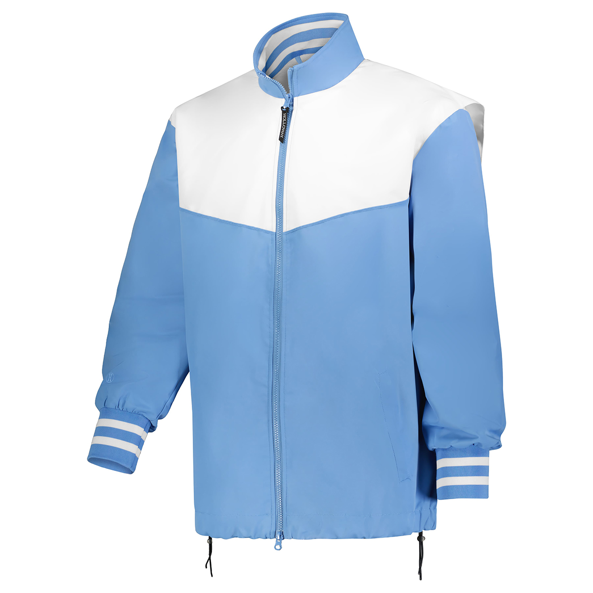 columbia blue/white holloway rowhouse jacket, left three-quarters