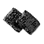 black sequin wrist cuffs, pair