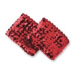 red sequin wrist cuffs, pair