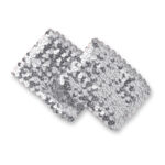 silver sequin wrist cuffs, pair