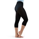 Model wearing Black Capezio Ultra Hold Footless Tights, Back View