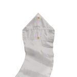 color detail of silver poly china silk wave ribbon