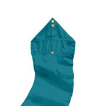 color detail of teal poly china silk wave ribbon