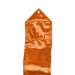 color detail of orange lamé action ribbon