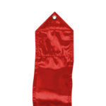 color detail of red lamé action ribbon