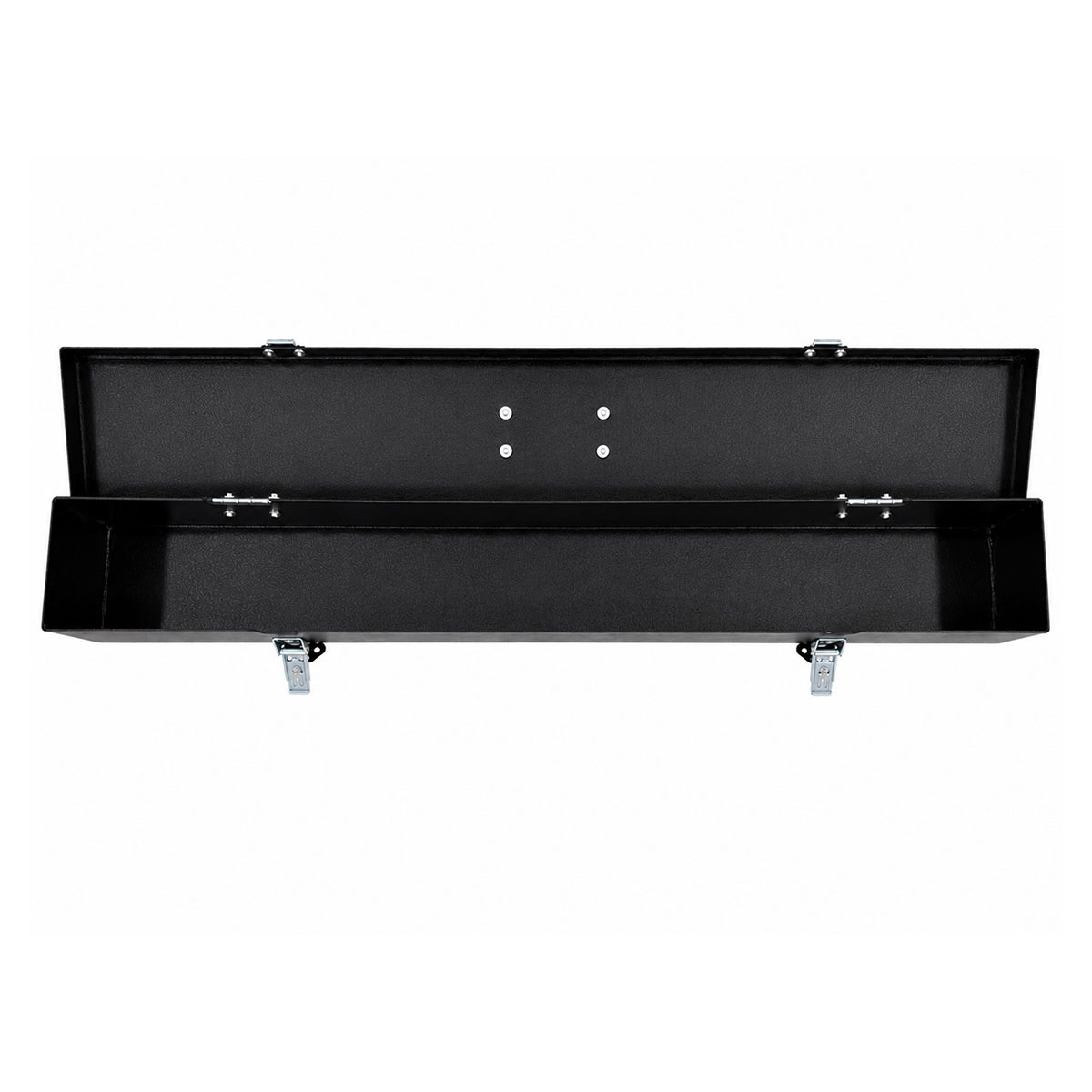 black metal Star Line Fire Baton Box, open, top-down view