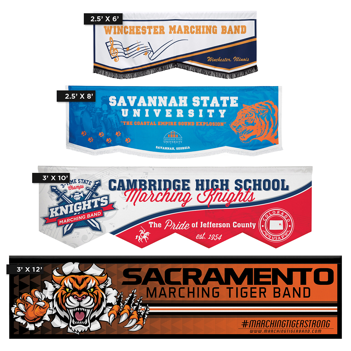 digital parade banner size comparisons