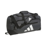 Team Dark Grey adidas Medium Defender 5 duffel bag, front view
