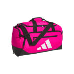 Team Shock Pink adidas Small Defender 5 duffel bag, front view