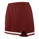 maroon cheer skirt with maroon and white trim, front three-quarters view