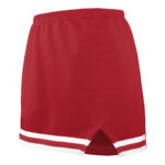 red cheer skirt with red and white trim, front three-quarters view
