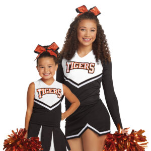 youth cheerleader and cheerleader wearing Augusta Pride Cheer Shell, front view