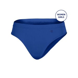 Royal blue Champion Spirit Cheer Brief, front three-quarters view