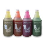 quart size paint refills in yellow, orange, pink, and lime