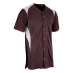 maroon/white/graphite champro bull pen jersey, front right three-quarters