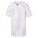 white with red pinstripes Augusta Full-Button Jersey