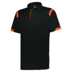 black/burnt orange badger on the rise polo, front three-quarters