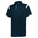 navy/white badger on the rise polo, front three-quarters