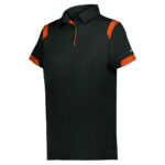 black/burnt orange badger on the rise polo, front three-quarters