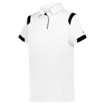 white/black women's badger on the rise polo, front three-quarters