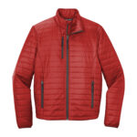 Men's Fire Red/Graphite Port Authority Packable Puffy Jacket, Front View