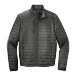 Men's Sterling Grey/Graphite Port Authority Packable Puffy Jacket, Front View