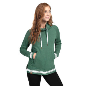 Dark Green Heather Holloway All-American Funnel Neck Pullover, three-quarters view