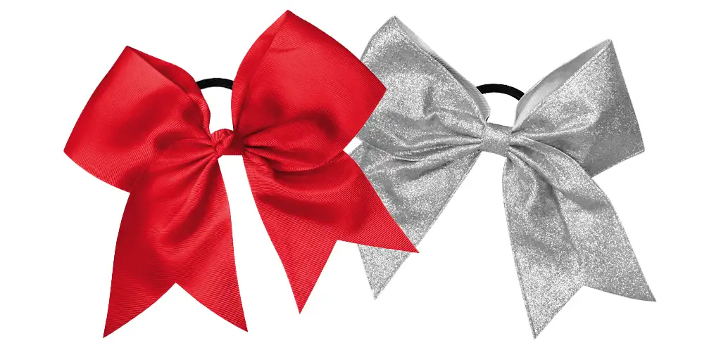 2 cheer bows, 1 red, 1 silver