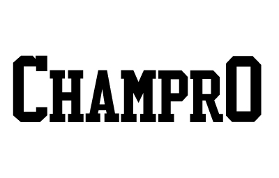 the word champro in black showing a low bookend font layout