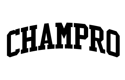 the word champro in black showing an arch font layout