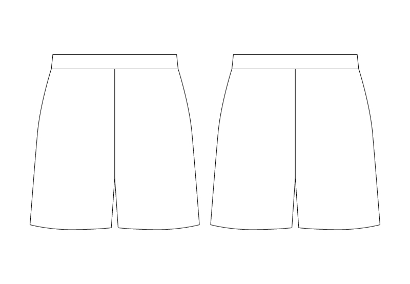 blank dye-sublimated cheer shorts drawing