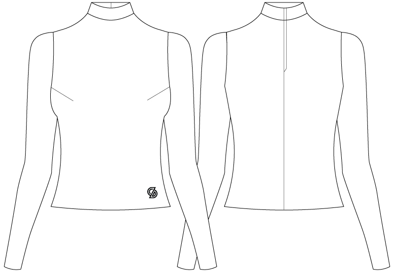 blank dye-sublimated cheer top drawing