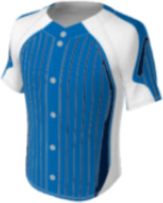 JBS23 jersey design option 4 – blue with white stripes on the sides with black accents, white panel sleeves with black accent