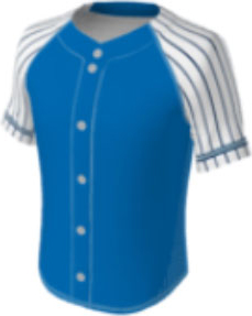 JBS23 jersey design 0422 – blue with white raglan sleeves with navy pinstripes.