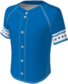 JBS23 jersey design 0648 – blue with turquoise accents stripes, and white stripes with navy stars on the sleeves.