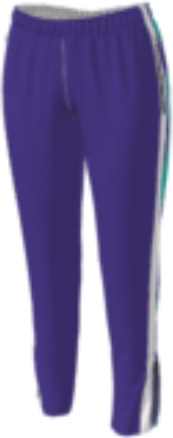 purple jflj10 custom pants option 0309 with a vertical white stripe and vertical teal stripe.