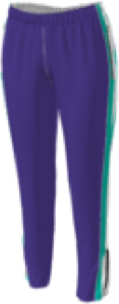 purple jflj10 custom pants option 0478 with teal stripe, white stripe, teal stripe.