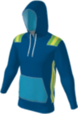 blue JFLH6 custom hoodie design 0030 with shoulder stripes, side panels, and aqua front pocket