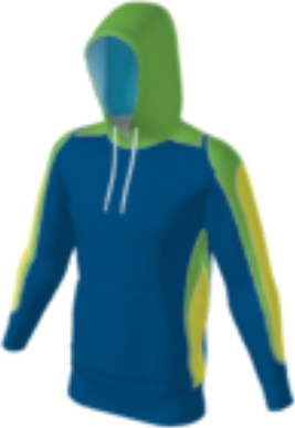 blue JFLH6 custom hoodie design 0206 with contrast sleeve panels and side color blocking
