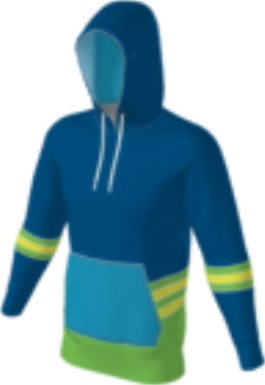 blue JFLH6 custom hoodie design 0218 with contrast sleeve panels, side color blocking, and contrast front pocket