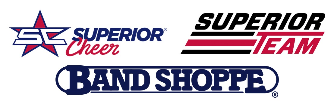 Band Shoppe, Superior Cheer, and Superior Team logos